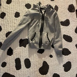 Black grey hoodie faux leather edgy